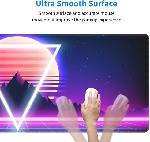 Retro Vaporwave Gaming Mouse Pad Cool Desk Mat Synthwave Neon Large XL Long Extended Pads Big Mousepad for Home Office Decor Accessories...