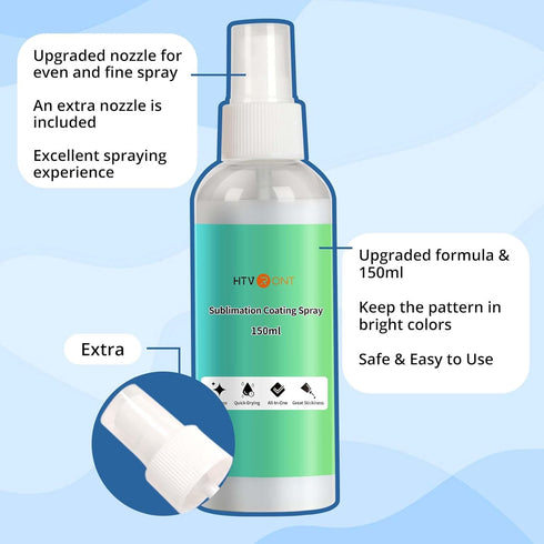 HTVRONT Sublimation Coating Spary for Cotton Shirts 2x150ml, Sublimation Spray for All Fabric, Canvas, Carton, Pillow, Sublimation Spray Quick Dry...