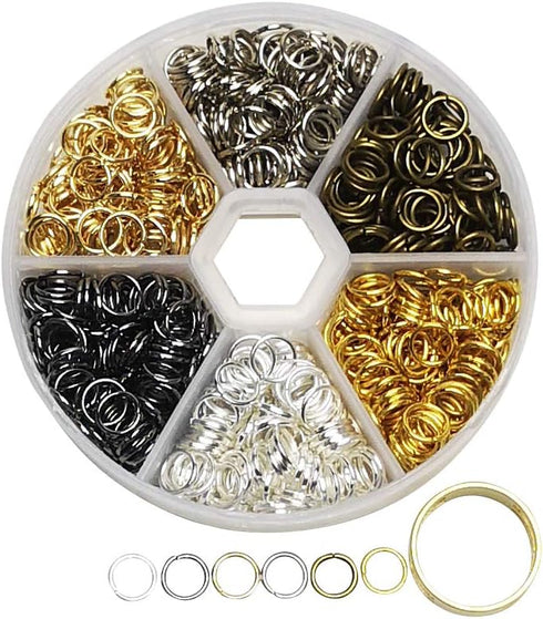 Libiline 1 Box 600pcs 6 Colors Open Jump Ring Jewelry Keychain Making Repair with Open/Close Tool & 1pc Clear Box (Mix, 9mm)...