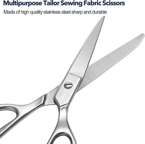 LIVINGO Tailor Fabric Sewing Scissors - 8" Professional Forged Stainless Steel Heavy Duty Metal Shears All Purpose, Crafting Ultra Sharp Scissors ...
