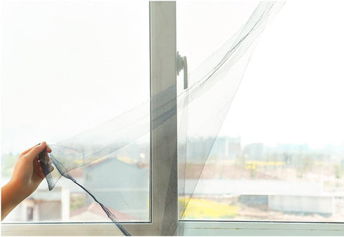 FLYZZZ DIY Self-Adhesive Window Screen Netting Mesh Curtain, 100X150cm (Approach 39.37x59.05 Inches), with Hook and Sticky Tape, Fitted to Multipl...
