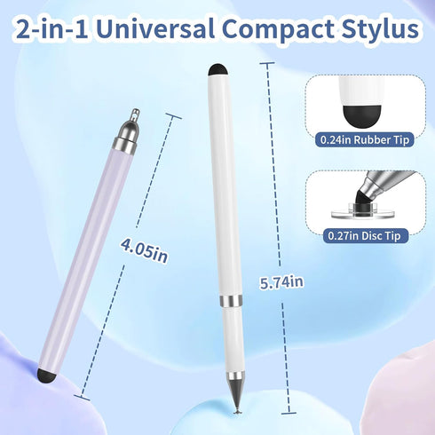 2-in-1 Stylus, Stylus Pen for Touchscreen, 3 PCS Stylus Pen for iPad, High Sensitivity & Precision Suitable for All Touch Screens of iPhone/ipad/A...