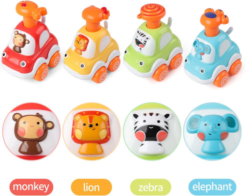 Baby Toy Cars for 1 +Year Old Boy - Toddler Toys Age 2 3 4 Year Old Boy Gifts, Animal Cartoon Press and Go Cars for Toddlers 2-4 Birthday Toys...