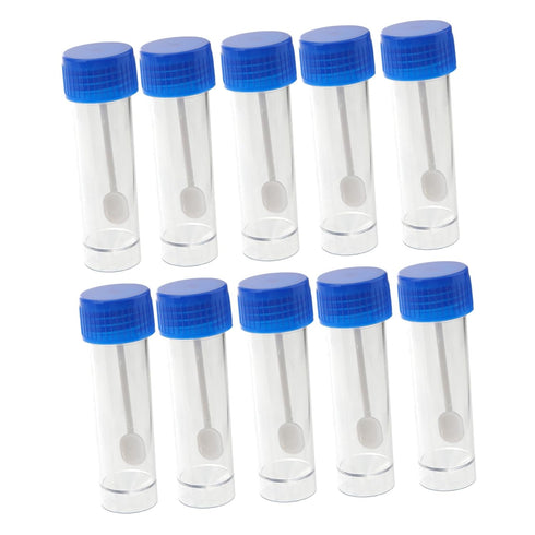 Human and Dog Stool Sample Container with Spoon Lid - 10 Pack - 25-30ml Urine and Fecal Specimen Cups with Screw-On Lids - Ideal for Medical and L...