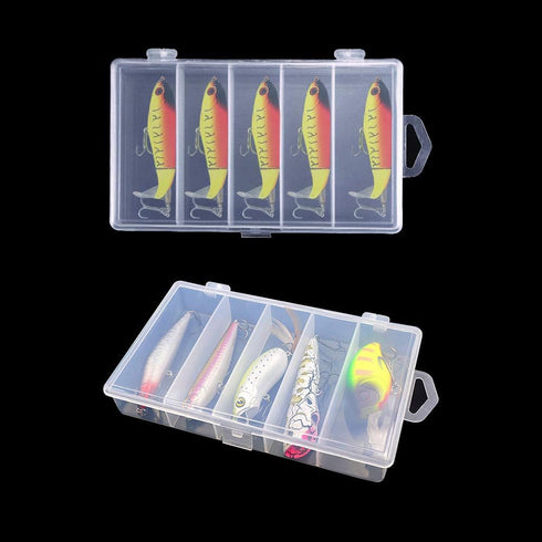 4 Pack 5 Grid Clear Plastic Fishing Tackle Bait Hooks Storage Box,Visible Bead Jewelry Making Findings Utility Organizer Container Case for Jewelr...