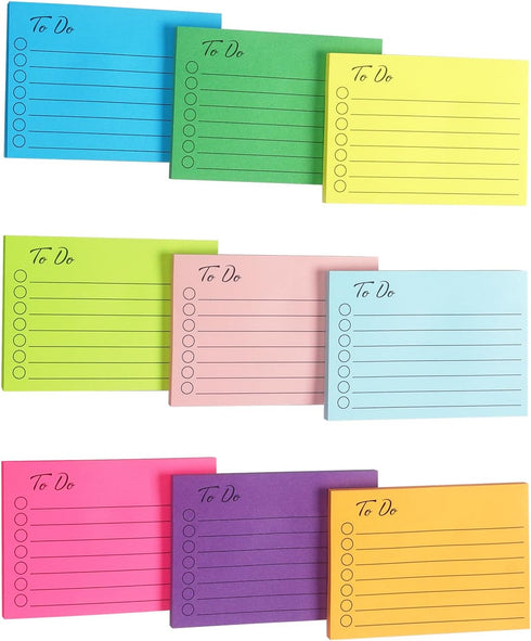 9 Pads to Do Lined Sticky Notes Self-Stick Note Pads with Line 3x4 Inch Adhesive Memo Sticky Notes Notepad...