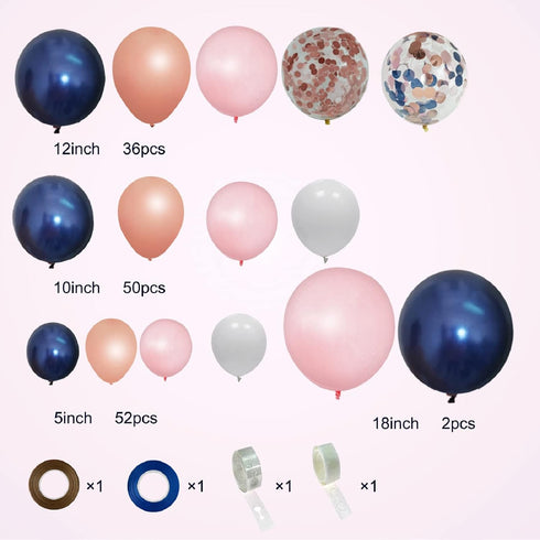 148pcs Navy Blue Pink Rose Gold Balloon Arch, Navy Gender Reveal Balloon Garland for Bachelorette Shower Wedding Graduation Birthday Party Decorat...