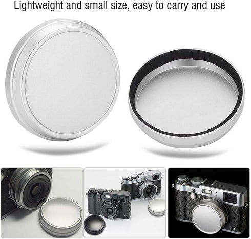 Professional Lens Metal Front Cap Portable Universal Single Lens Cover for Fujifilm X100 X100S X100T Photography Accessory(Sliver)...