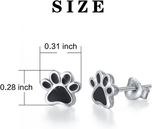 S925 Sterling Silver Puppy Dog Cat Pet Paw Print Stud Earrings...