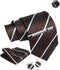 Brown Striped Ties For Men – Tie Set With Pocket Square Cufflinks Tie Clip Bar & Flower Brooch Pin For Mens (Pack of 5) (AXTS64)...