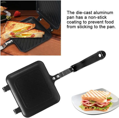 GEZICHTA Grilled Sandwich Panini Maker Mini Waffle Maker Panini Hot Sandwich Maker Pan Nonstick Double Sided Frying Pan Home Kitchen Breakfast Mac...