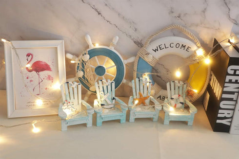 4 Pack Wooden Handmade Mini Chair Ornament Beach Decor Nautical Decoration for Bathroom Bedroom Decor Home Decor Article Home Office Desk, 4 x 3.7...