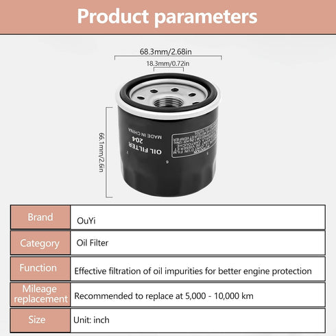 OuYi Oil Filter Compatible with H-o-n-d-a Goldwing 1800 GL1800 NC700X NC750X RC51 ST1300 VFR800 VFR1200X VT1300 Shadow 750 VTR1000 VTX 1300 1300C ...