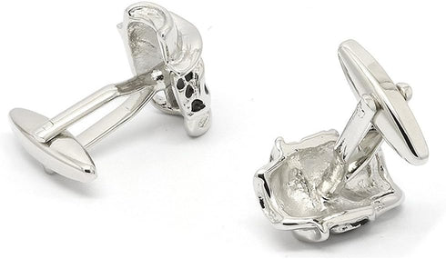 Mens Silver Black Vintage Skull Head With Hat Cross Bones Cufflinks For Wedding Business Cuff Links...
