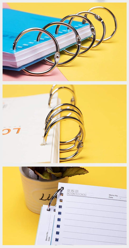 Loose Leaf Binder Rings 1-Inch?100 Pack? Office Metal Book Rings, Nickel Plated Steel Key Rings for School?Sliver...