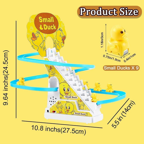 Small Duck Climbing Stairs Toy,Electric Duck Roller Coaster Toy Set,with LED Flashing Lights & Music,Duck Track Slide Toy Birthday Gift for Kids,A...