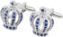 Royal Crown Blue Crystal Cuff Links for Men Lady in Gift Box Unisex Cufflinks for Business Wedding Anniversary Dress...