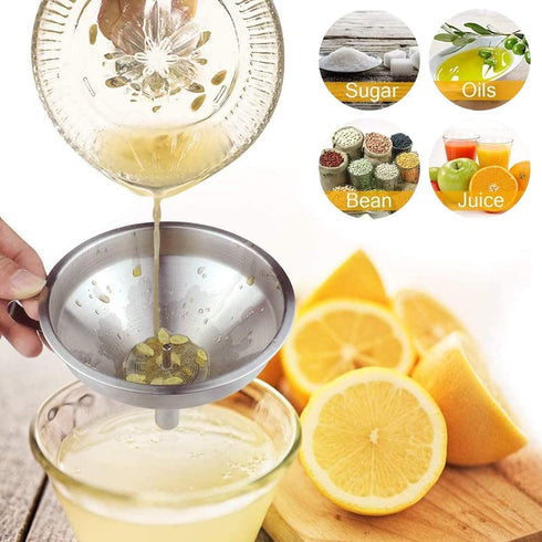 HAUSPROFI Stainless Steel Funnel, 5.1 inch 304 Stainless Steel Kitchen Funnel with 200 Mesh Food Filter Strainer for Transferring Liquids, Oil, Ma...