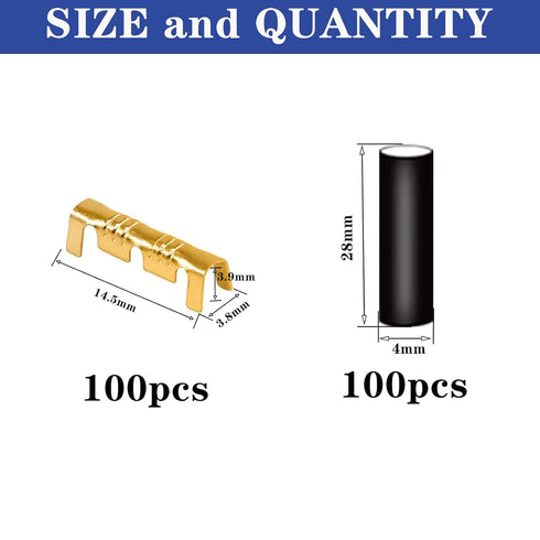 Tnisesm 200Pcs U Shape Copper Ring Terminals,Open Barrel Crimp Terminals with Heat shrinkable tube, Butt Connector for Electricity Automotive...