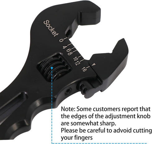 Dokili 3AN-16AN Adjustable Fitting Wrench Lightweight Black Aluminum Tool Spanner for An Hose Fitting Adapters End...