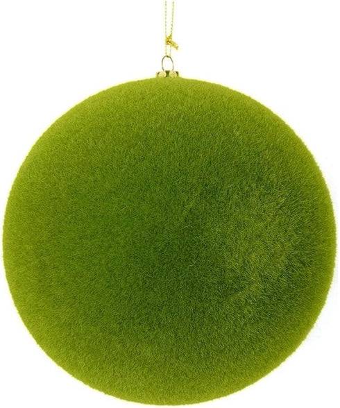 Vickerman 8" Christmas Ornament Flocked Ball, Moss Green Flocked Finish, Shatterproof Plastic, Holiday Christmas Tree Decoration, 6 Pack...