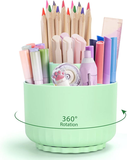 Desk Organizer,Minimalist Modern Design Pen Holder for Desk 360°Rotating Office Desk Accessories,Pencil Cup with 5 Compartments Storage Box Caddy ...