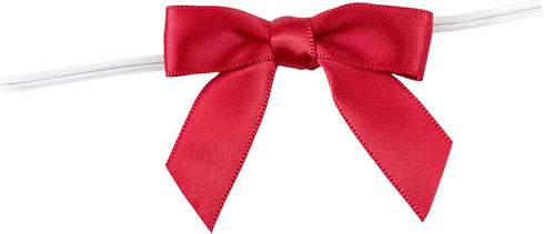 Reliant Ribbon 5171-90803-2X1 Satin Twist Tie Bows - Small Bows, 5/8 Inch X 100 Pieces, Scarlet...