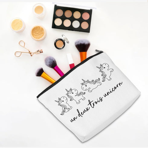 Unicorn Gifts French Unicorn Makeup Bag Funny Unicorn Stuff Unicorn Merch Cosmetic Bag Toiletry Bag Zipper Pouch for Women Girls Female Sister Dau...