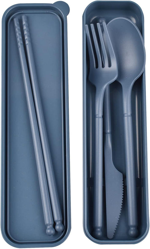 Camping Utensil Set, Reusable Utensils Set with Case, Plastic Cutlery Set Forks Spoon Tableware Chopsticks, Portable Cutlery Set for Travel Picnic...