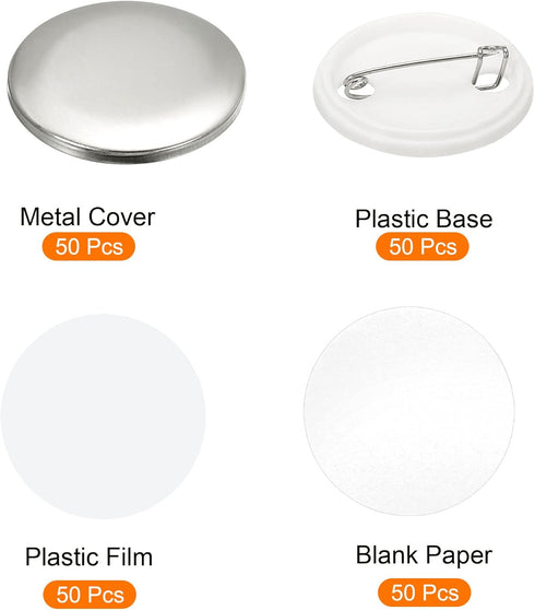 PATIKIL 1.25inch Button Parts, Blank Button Making Supplies,50Pcs Round Badge Parts DIY Pin Maker Kit for Button Maker Machine with Metal Cover Pl...