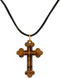 Certified Bethlehem Made Wooden Cross (Olive Wood) Budded Cross Pendant on Black Cord Necklace in Natural Cotton Pouch - 24" Adjustable Wood Cross...