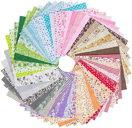 14 Pieces Assorted 7 Designs Square Fabric Bundles Sewing Square Patchwork Precut Fabric Scraps for DIY Quilting Applique Doll Dress Making (Green...