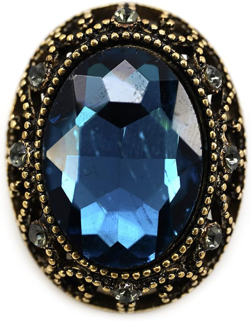 10 pcs Whole Oval Cut Blue Rhinestone Vintage Copper Hollow Metal Shank Sewing Coat Buttons -25mm -1"...