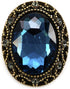 10 pcs Whole Oval Cut Blue Rhinestone Vintage Copper Hollow Metal Shank Sewing Coat Buttons -25mm -1"...