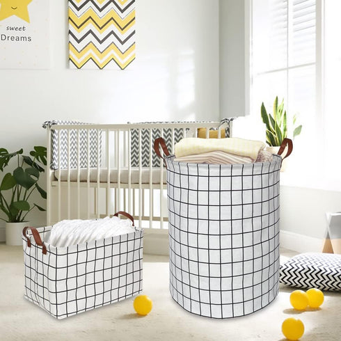 CLOCOR Rectangular Storage Basket,Collapsible Cute Pattern Storage Bin,Waterproof Coating Storage Box with Handles,Gift Baskets,Shelf Basket (whit...