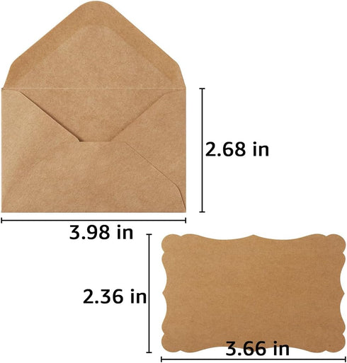 100 Pack Mini Envelopes with Colorful Blank Note Cards Small Self-Adhesive Envelopes Small Business Card Envelopes(4 x 2.7 Inches, Brown)...