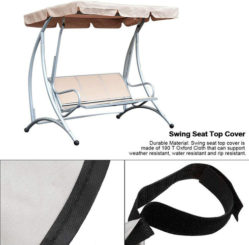 Windproof Porch Swing Canopy Top Cover Waterproof Non- Swing Cover Sunshade Swing Seat Top Cover Protector for Outdoor Garden Patio (2#)...