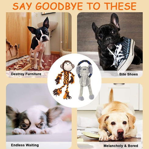 Rope Dog Toys for Small Dogs, Dog Tug of War Toys, Squeaky Dog Toys to Keep Them Busy, Interactive Dog Toys for Aggressive Chewers...