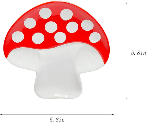 Mushroom Spoon Rest for Stove Top Cute Ceramic Spoon Holder for Kitchen Counter Utensil Rest Mushroom Kitchen Decor (Red)...