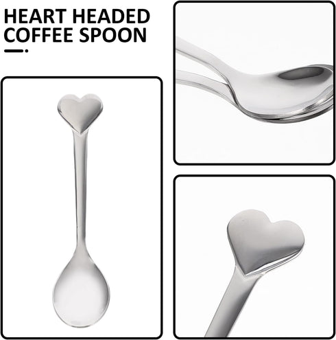 Spoons Silverware 12pcs Coffee Spoon Heart Shaped Spoons Dessert Spoon Stainless Steel Spoon Ice Cream Spoons Tea Spoons Love Spoon for Valentines...