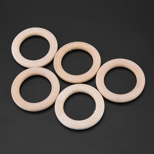 50pcs Wood Rings Circle Unfinished Wooden Round Rings Wood Craft Pendant Connectors for Jewelry Making...