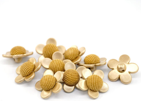 20 pcs Flower Yellow Fabric Core Sewing Shank Coat Buttons -30mm -1 3/16"...