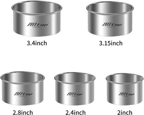 ALLTOP 5 Pcs Round Biscuit Cutter-Stainless Steel Baking Essential Tool for Effortless Circle Cookie Shaping,Pastry,Cake Decoration&Fondant Creati...