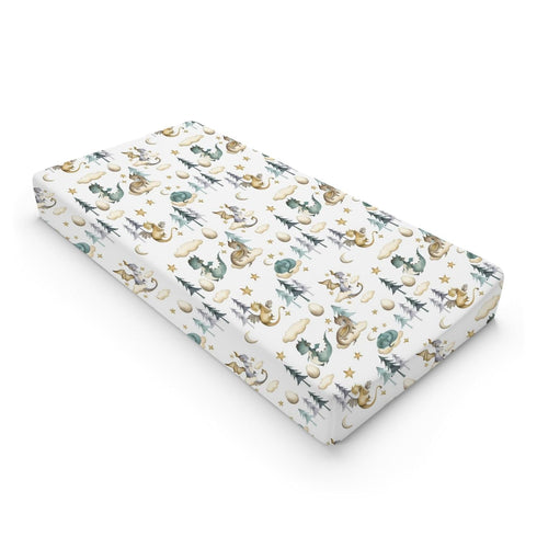 Watercolor Cute Dragon Fairy Tale Changing Pad Cover for Baby Boy, Cloud Moon Star Dragons Egg Diaper Change Table Covers, Soft Stretchy Safe Snug...