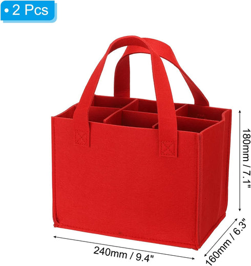PATIKIL 6 Bottle Wine Carrier Tote Bag, 2 Pack Wine Bottle Carrying Bag with Divider Reusable Wine Storage Bag Felt Grocery Bags Portable Gift Bag...