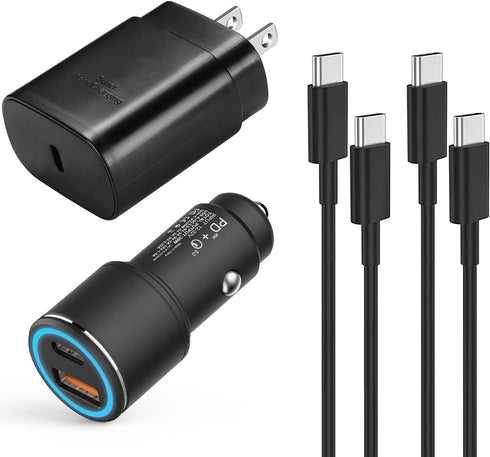 for Samsung Super Fast Charger Type C Kit,25W PD USB C Wall/Car Charger for Samsung Galaxy S25/S24/S23/S22/Plus/Ultra/FE/Note 20/10/A71,2020/2018 ...