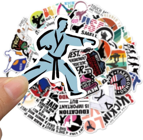 Taekwondo Stickers, 50Pcs Martial Arts Taekwondo Black Belt Self-Protection Stickers Decals for Laptop Water Bottle Cup Luggage Guitar Skateboard ...