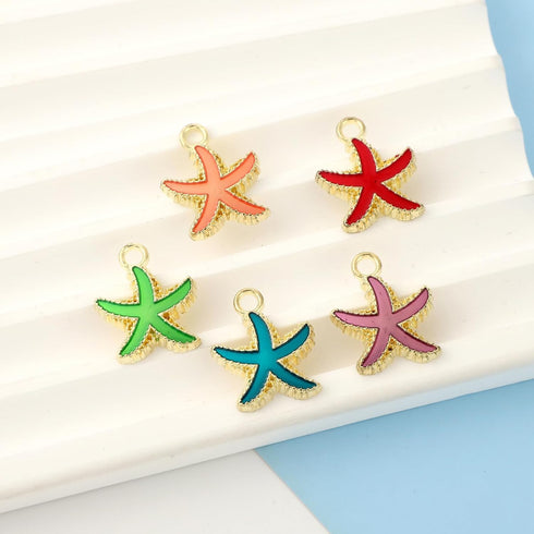 Gold Plated Enamel Starfish Charms Pendants for Jewelry Making,Five-Pointed Star Pendants,Alloy Cute DIY Jewelry Supplies for Necklace Bracelets E...