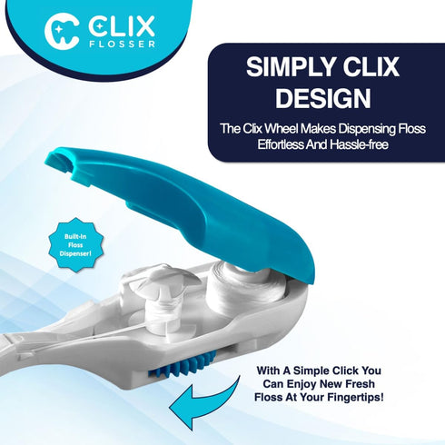 Automatic Dental Flosser | Reusable and Refillable | Pre-Loaded Floss Inside | Travel Cover | Easy Click-to-Use Solution for Plaque Removal, Clean...