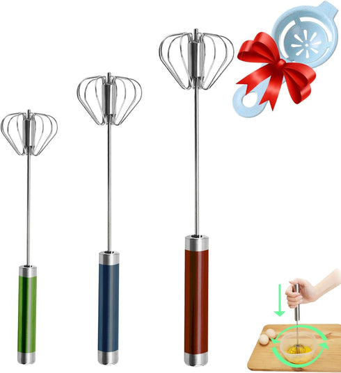Semi-automatic Whisk, Stainless Steel Egg Beater, Hand Push Rotary Whisks Mixer Stirrer for Making Cream, Whisking, Beating and Stirring...